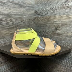 Sorel ella yellow beige strappy sandals
